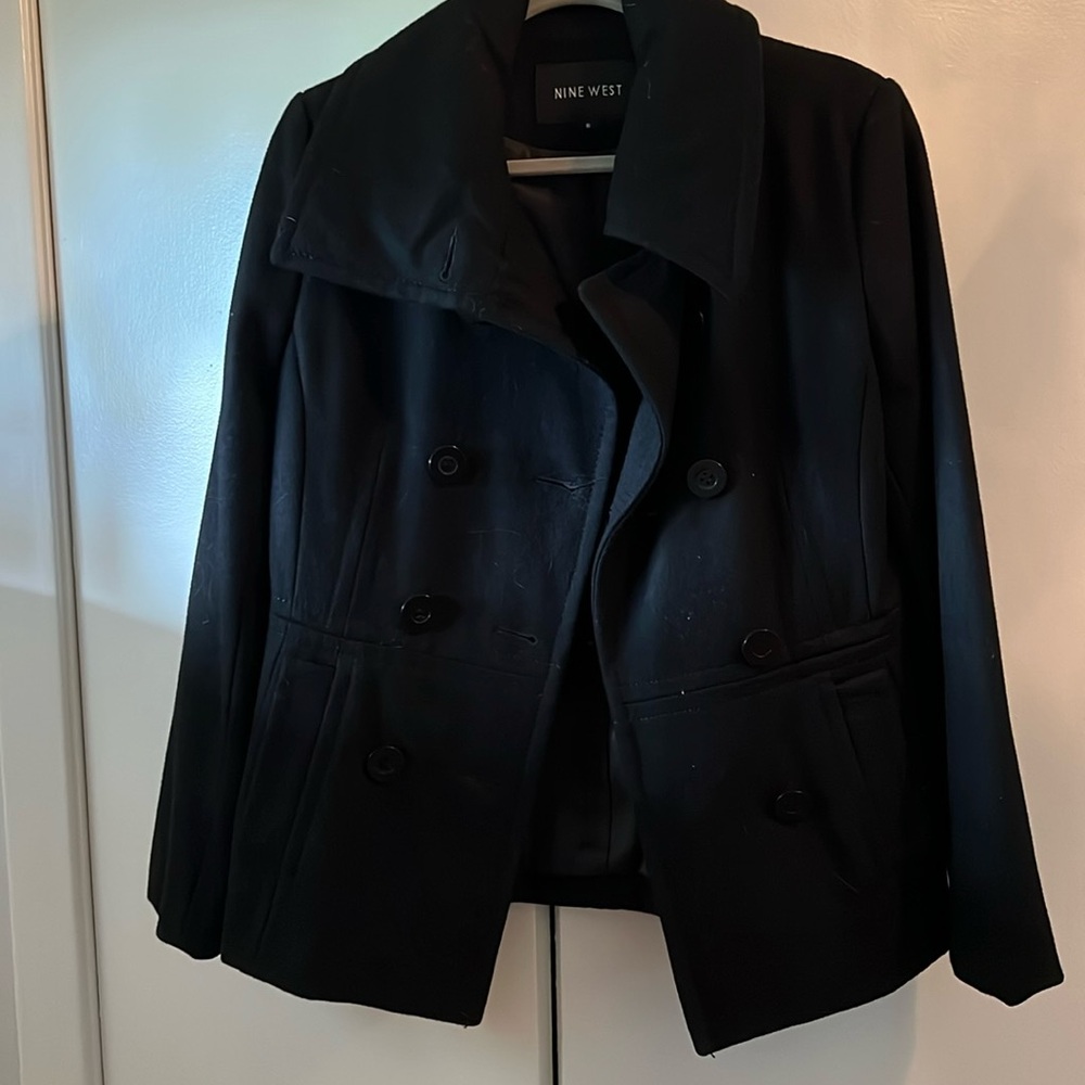 Nine West black pea coat, size 6